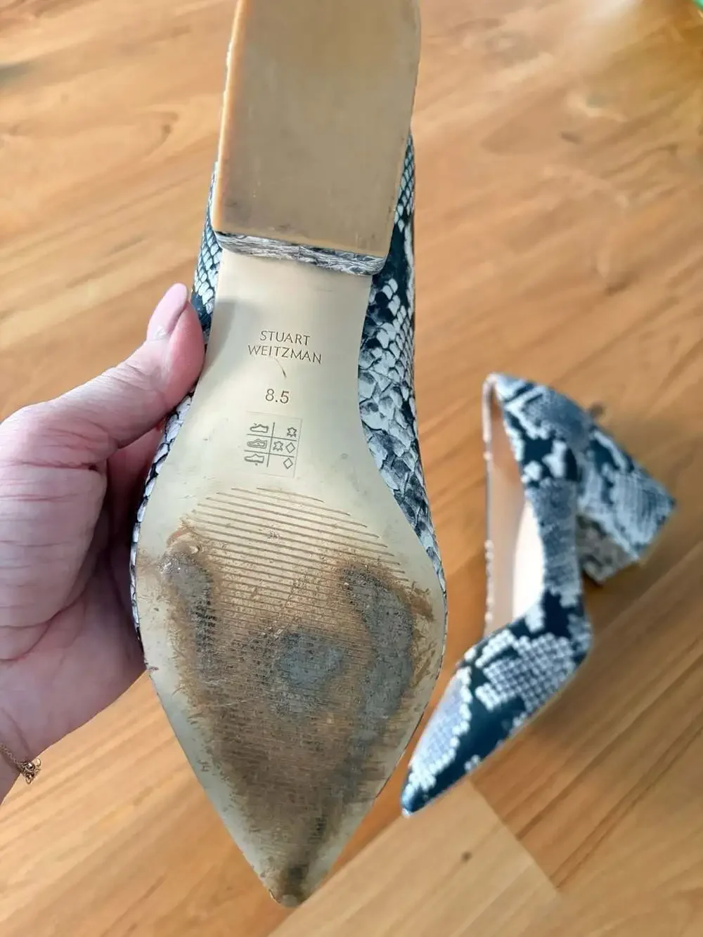 Stuart Weitzman Avenue 75 Block Pump in Snake Printed Leather Size 8.5